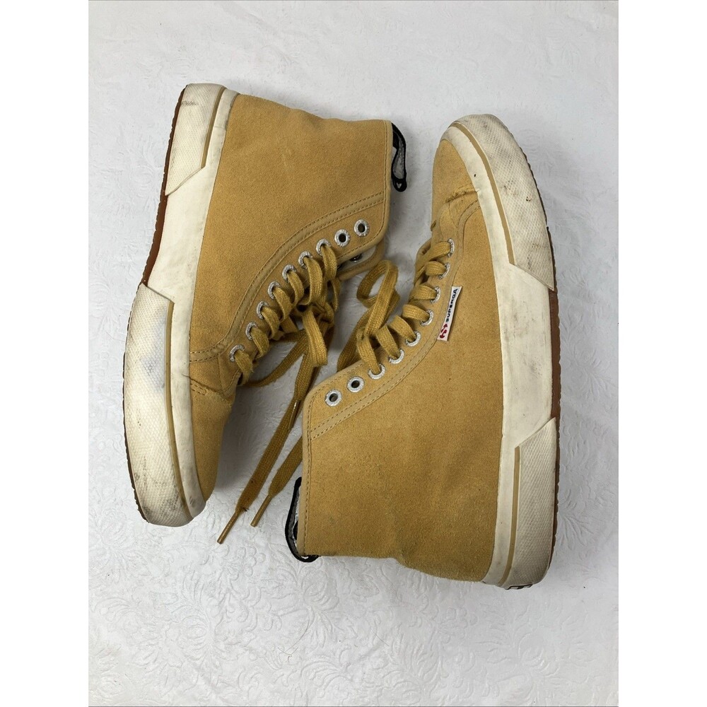 Superga X Alexa Chung Shoes SUEDE Leather High Top Sneakers Yellow Women’s 7